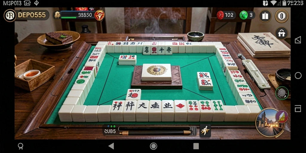 Tampilan gameplay DEPO555 yang memukau dalam permainan Mahjong.