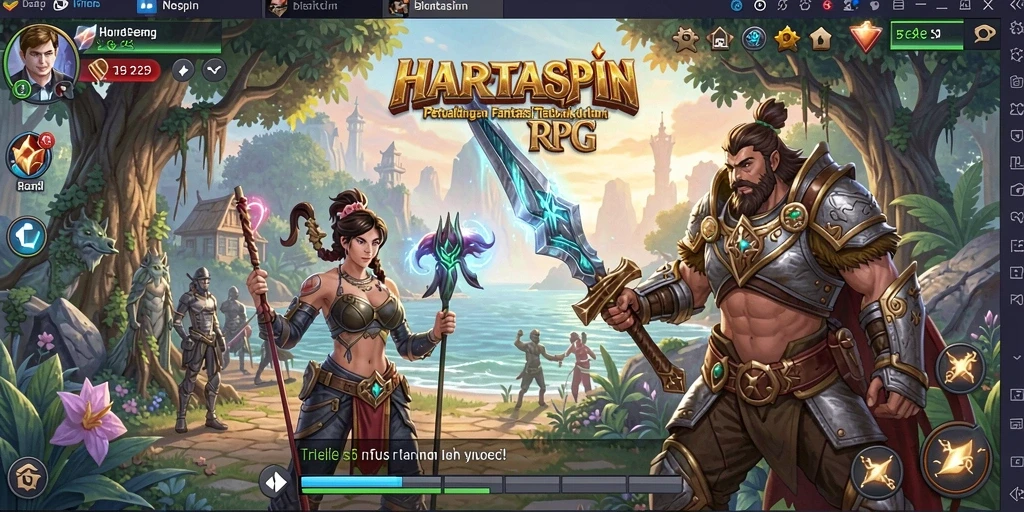 Tampilan gameplay HARTASPIN yang menakjubkan saat pertempuran berlangsung.