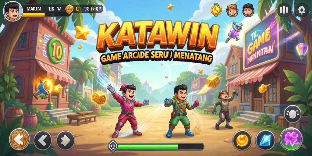 Screenshot gameplay KATAWIN yang menunjukkan momen seru dalam permainan Arcade.