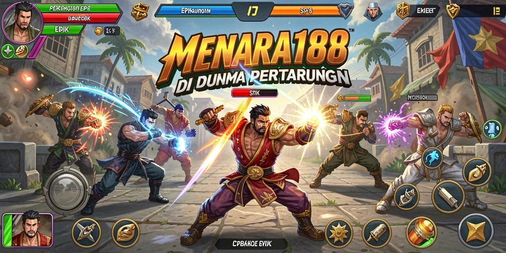 Screenshot MENARA188 menunjukkan aksi pertarungan seru dan karakter unik.