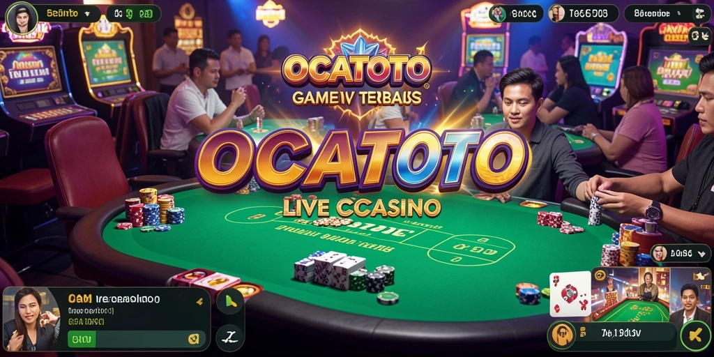 Screenshot utama OCATOTO menampilkan interaksi seru dengan dealer Live Casino.