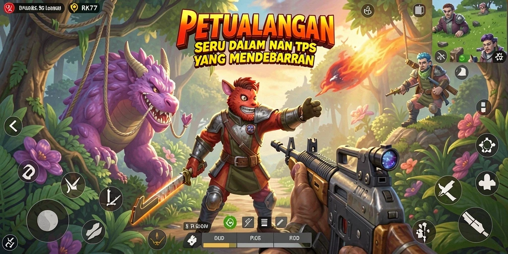 Tangkapan layar menampilkan aksi gameplay seru dalam RK77.